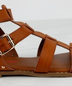 SHOE BARGAIN WAREHOUSE (WWW.SBWSHOES.COM) Minimal 58 Womens Open Toe Dual Buckle Studded Flat Caged Gladiator Sandals Women's