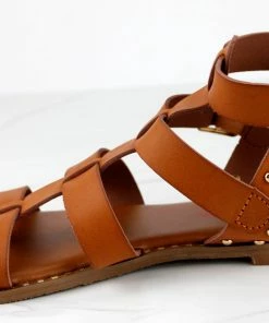 SHOE BARGAIN WAREHOUSE (WWW.SBWSHOES.COM) Minimal 58 Womens Open Toe Dual Buckle Studded Flat Caged Gladiator Sandals Women's