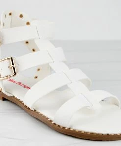 SHOE BARGAIN WAREHOUSE (WWW.SBWSHOES.COM) Minimal 58 Womens Open Toe Dual Buckle Studded Flat Caged Gladiator Sandals Women's