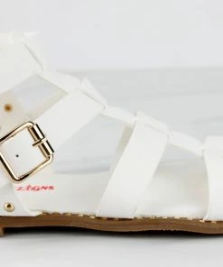 SHOE BARGAIN WAREHOUSE (WWW.SBWSHOES.COM) Minimal 58 Womens Open Toe Dual Buckle Studded Flat Caged Gladiator Sandals Women's