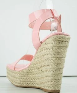 Bamboo Prefer 01 Women's Patent Square Toe Wedge Espadrille Sandals