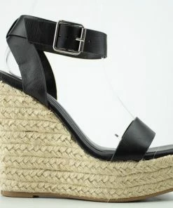 Bamboo Prefer 01 Women's Patent Square Toe Wedge Espadrille Sandals