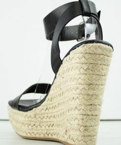 Bamboo Prefer 01 Women's Patent Square Toe Wedge Espadrille Sandals