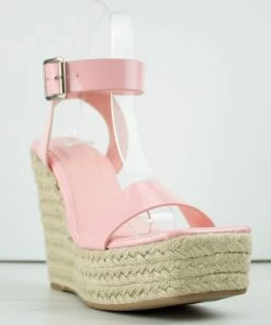 Bamboo Prefer 01 Women's Patent Square Toe Wedge Espadrille Sandals