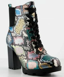 Bamboo Pilate 09 Womens Lace Up Heeled Hiker Boots With Elastic Back Panel