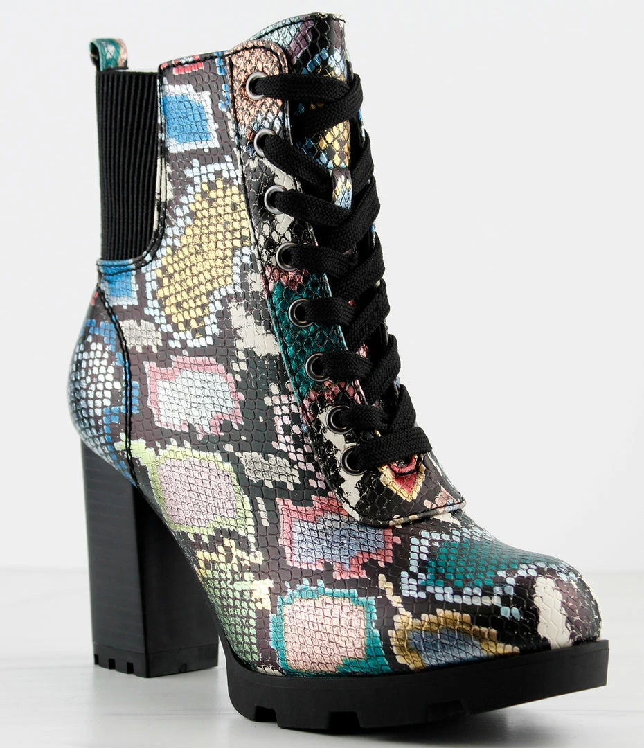 Bamboo Pilate 09 Womens Lace Up Heeled Hiker Boots With Elastic Back Panel 1 Bamboo Pilate 09 Womens Lace Up Heeled Hiker Boots With Elastic Back Panel