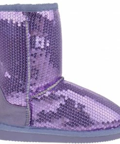 SBW Shoes Girl's Pom-016KM Girls Sequin Slip On Shearling Boots 9 SBW Shoes Girl's Pom-016KM Girls Sequin Slip On Shearling Boots