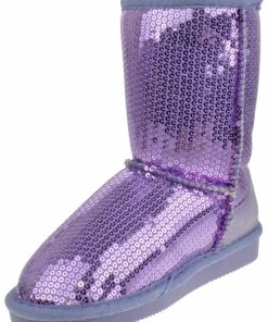 SBW Shoes Girl's Pom-016KM Girls Sequin Slip On Shearling Boots 8 SBW Shoes Girl's Pom-016KM Girls Sequin Slip On Shearling Boots