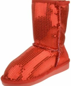 SBW Shoes Girl's Pom-016KM Girls Sequin Slip On Shearling Boots 10 SBW Shoes Girl's Pom-016KM Girls Sequin Slip On Shearling Boots