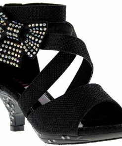 Bella Marie Ponce 10 Little Girl's Glitter Rhinestone Bow Heeled Dress Sandals