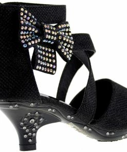 Bella Marie Ponce 10 Little Girl's Glitter Rhinestone Bow Heeled Dress Sandals