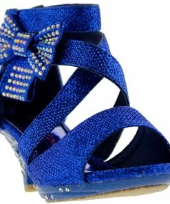 Bella Marie Ponce 10 Little Girl's Glitter Rhinestone Bow Heeled Dress Sandals