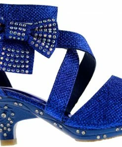 Bella Marie Ponce 10 Little Girl's Glitter Rhinestone Bow Heeled Dress Sandals