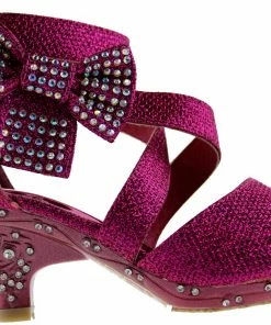 Bella Marie Ponce 10 Little Girl's Glitter Rhinestone Bow Heeled Dress Sandals