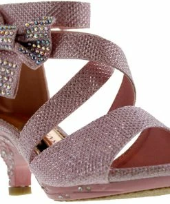 Bella Marie Ponce 10 Little Girl's Glitter Rhinestone Bow Heeled Dress Sandals