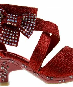 Bella Marie Ponce 10 Little Girl's Glitter Rhinestone Bow Heeled Dress Sandals