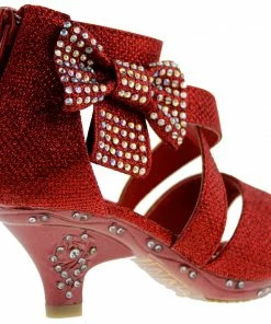 Bella Marie Ponce 10 Little Girl's Glitter Rhinestone Bow Heeled Dress Sandals