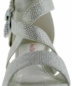 Bella Marie Ponce 10 Little Girl's Glitter Rhinestone Bow Heeled Dress Sandals