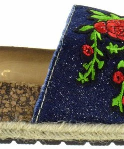 Nature Breeze Regain 02 Womens Denim Floral Espadrille Sandals Women's