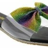 DD Lucita Sarah 05 Women's Embellished Rhinestone Bow Flat Sandals