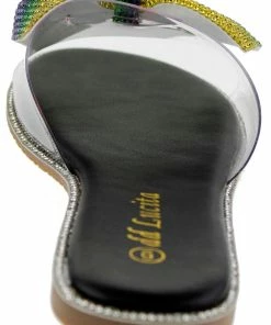 DD Lucita Sarah 05 Women's Embellished Rhinestone Bow Flat Sandals