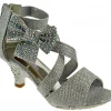Bella Marie Ponce 10 Little Girl's Glitter Rhinestone Bow Heeled Dress Sandals