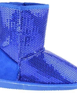 SBW Shoes Girl's Pom-016KM Girls Sequin Slip On Shearling Boots