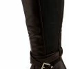 Top Moda Storm 1 Womens Knee High Double Buckle Accent Almond Toe Block Heel Riding Boots