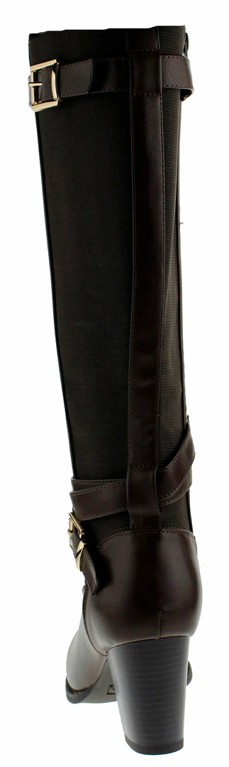 Top Moda Storm 1 Womens Knee High Double Buckle Accent Almond Toe Block Heel Riding Boots 2 Top Moda Storm 1 Womens Knee High Double Buckle Accent Almond Toe Block Heel Riding Boots