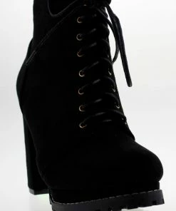 Top Moda Women's Teca 1 Womens Chunky Heel Lace Up Almond Toe Ankle Booties