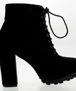 Top Moda Women's Teca 1 Womens Chunky Heel Lace Up Almond Toe Ankle Booties