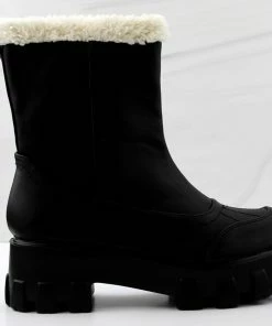 Lemonade Women's Tripper Womens Fur Trimmed Block Heeled Platform Rain/Snow Booties