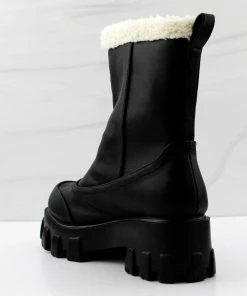 Lemonade Women's Tripper Womens Fur Trimmed Block Heeled Platform Rain/Snow Booties