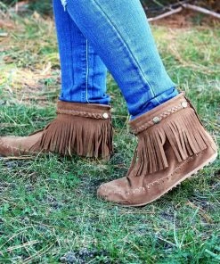 Shoe Dezigns Women's Western 19 Womens Fringe Moccasin Ankle Boots