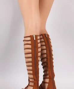 Shoe Dezigns Zeus 57 Women's Knee High Caged Lace Up Gladiator Sandals